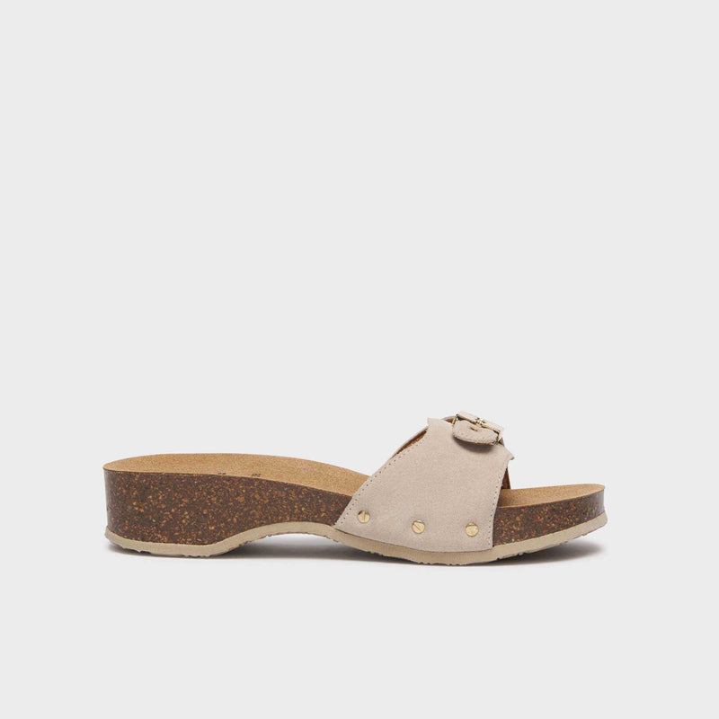 PESCURA HEEL CORK - Suede - Off white - Women