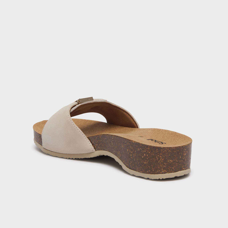 PESCURA HEEL CORK - Suede - Off white - Women