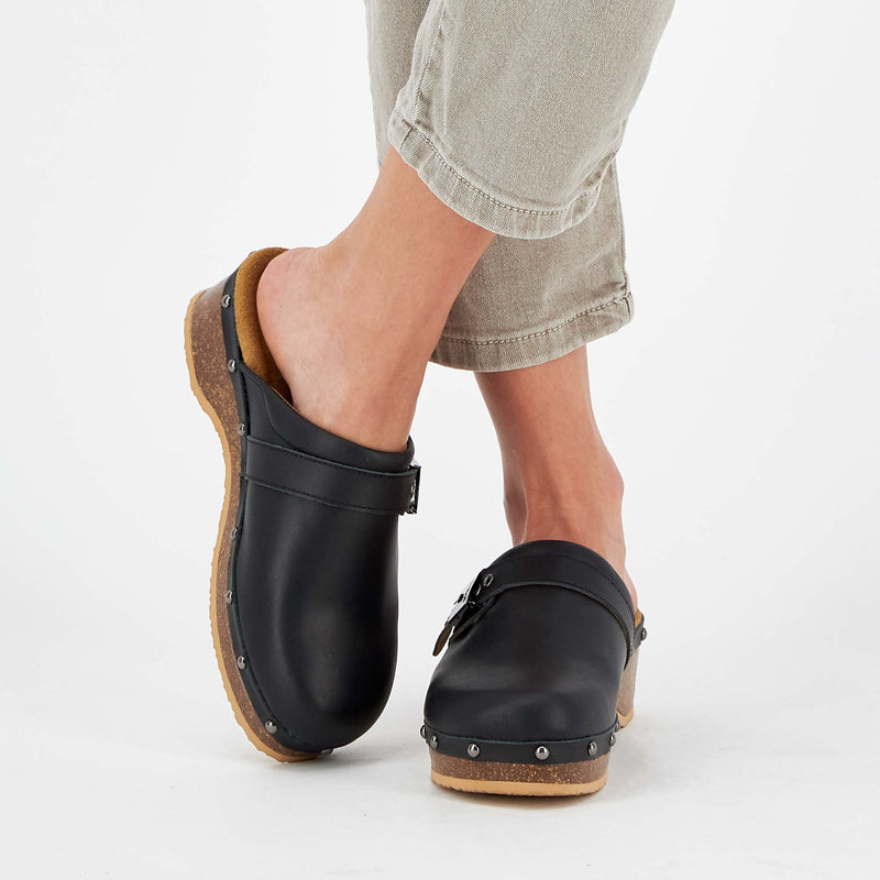 PESCURA CLOG 50 CORK - Leather - Black - 