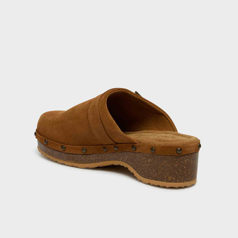 PESCURA CLOG 50 CORK - Suède - Cognac - Women