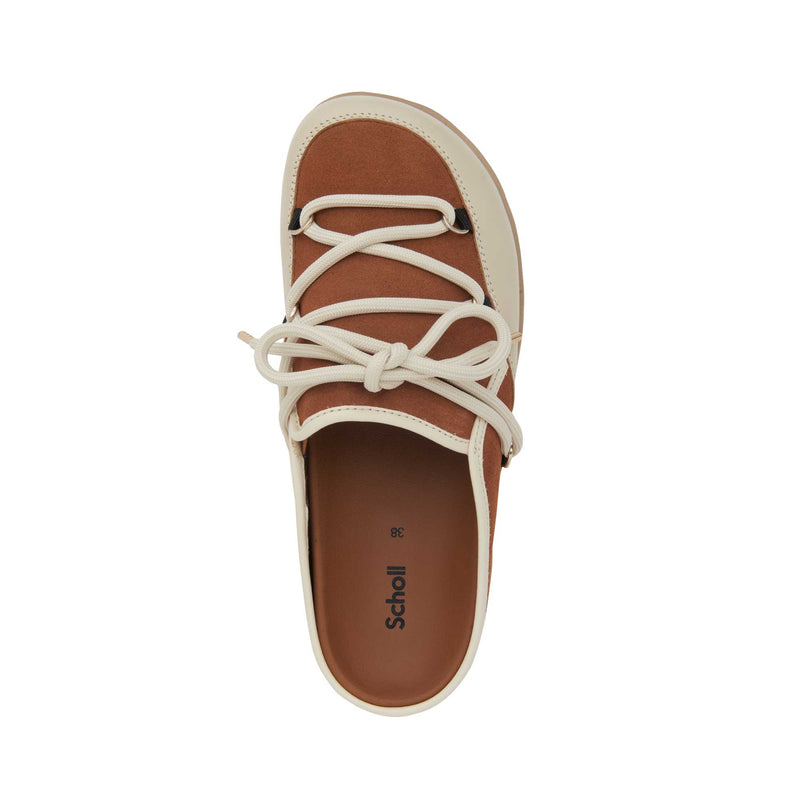 LINDSAY - Suede+leather - Chalk/brandy - 