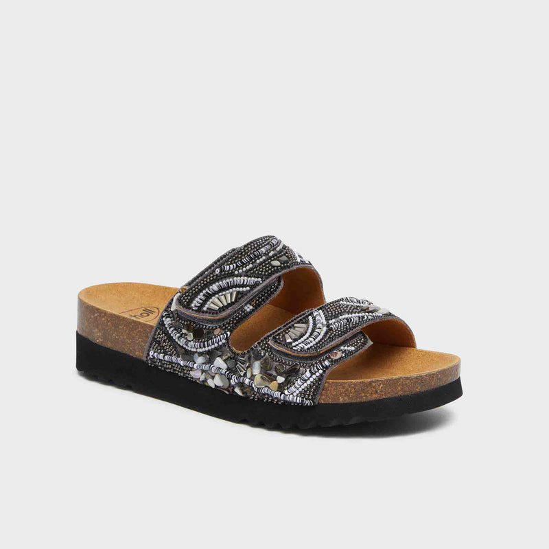 Lisboa 2 Straps - Microfibre + beads - Black - Women