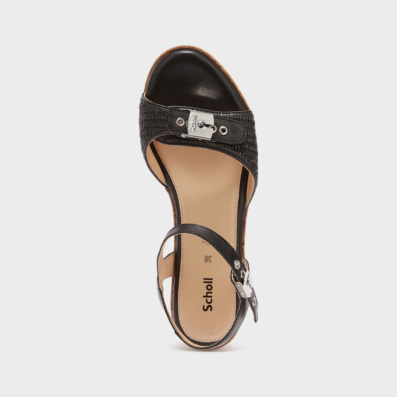 Hope - Raffia + leather - Black - Women