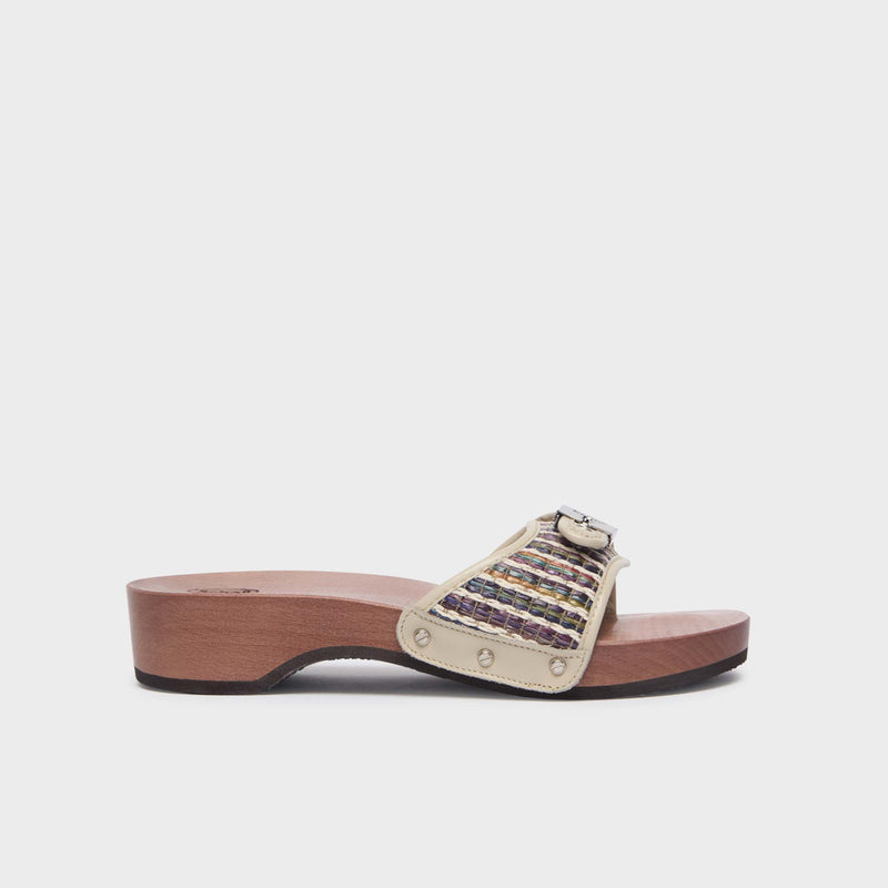 Pescura Heel - Raffia + leather - Khaki/chocolate mix - Women