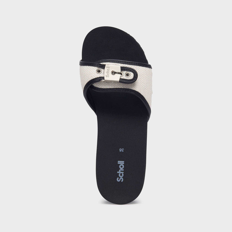 Pescura Heel Cork - Canvas - White/ black - Women